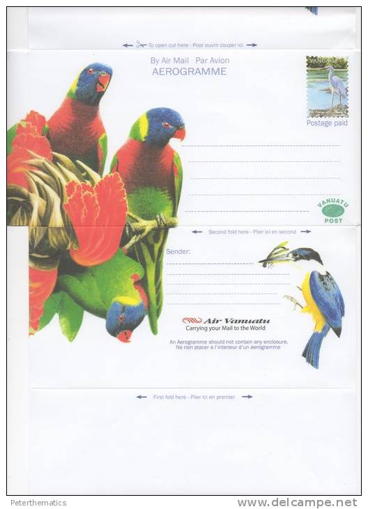 VANUATU, 2010,AEROGRAMME,MINT, BIRDS, PARROTS,KINGFISHER, HERON,NICE - Other & Unclassified
