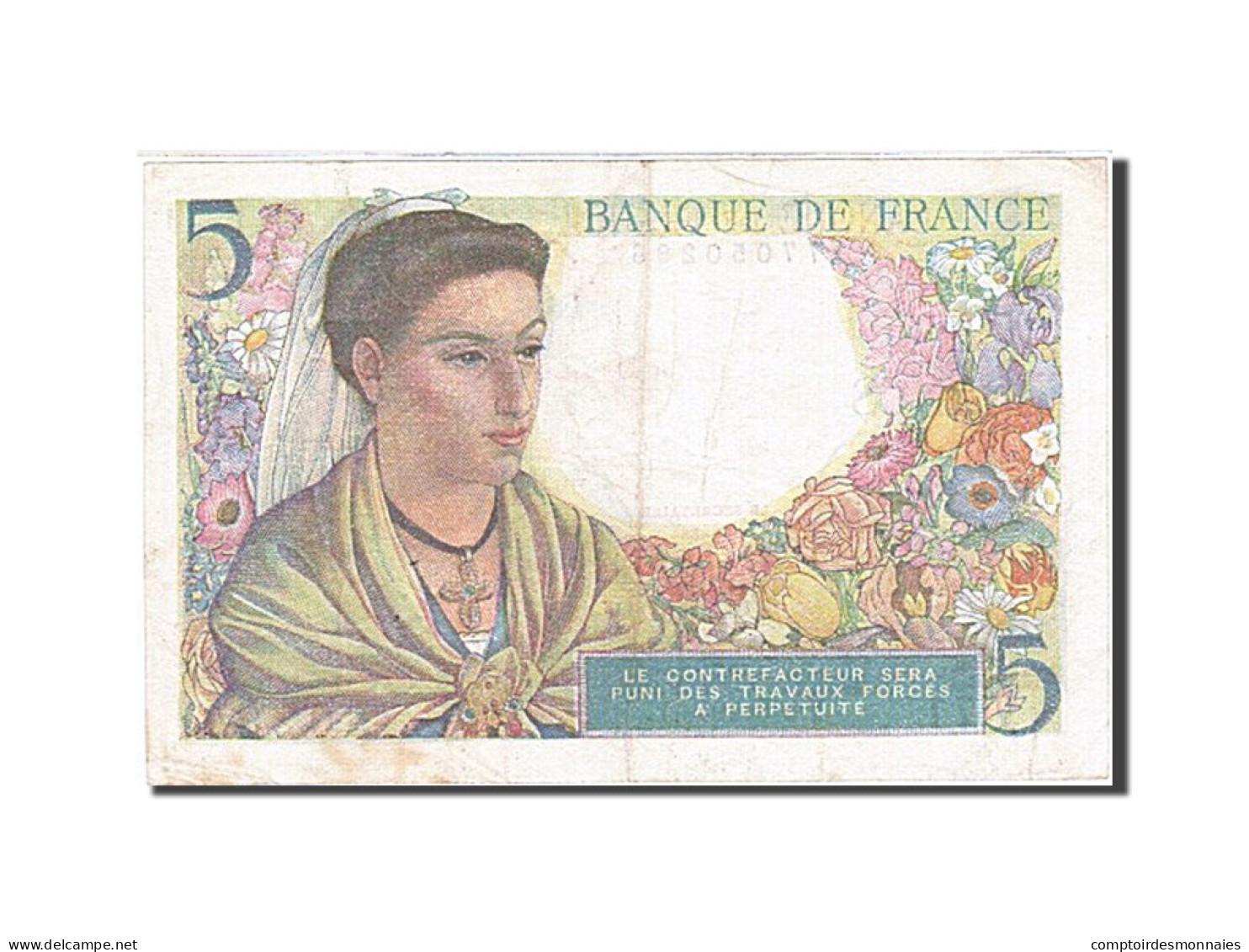 Billet, France, 5 Francs, 1943, 1943-08-05, TTB, Fayette:5.3, KM:98a - 5 F 1943-1947 ''Berger''