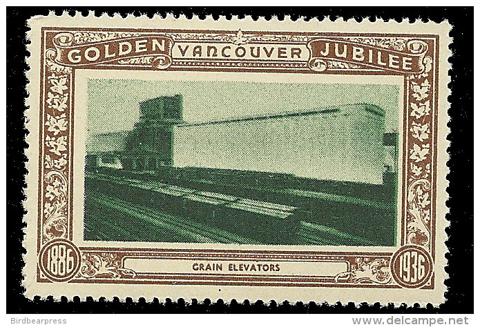 B18-48 CANADA Vancouver Golden Jubilee 1936 MNH Grain Elevators - Viñetas Locales Y Privadas