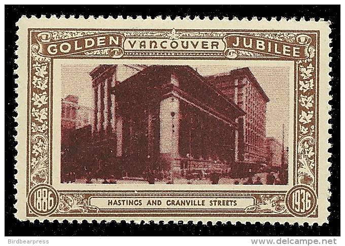 B18-50 CANADA Vancouver Golden Jubilee 1936 MNH Hastings & Granville St - Viñetas Locales Y Privadas