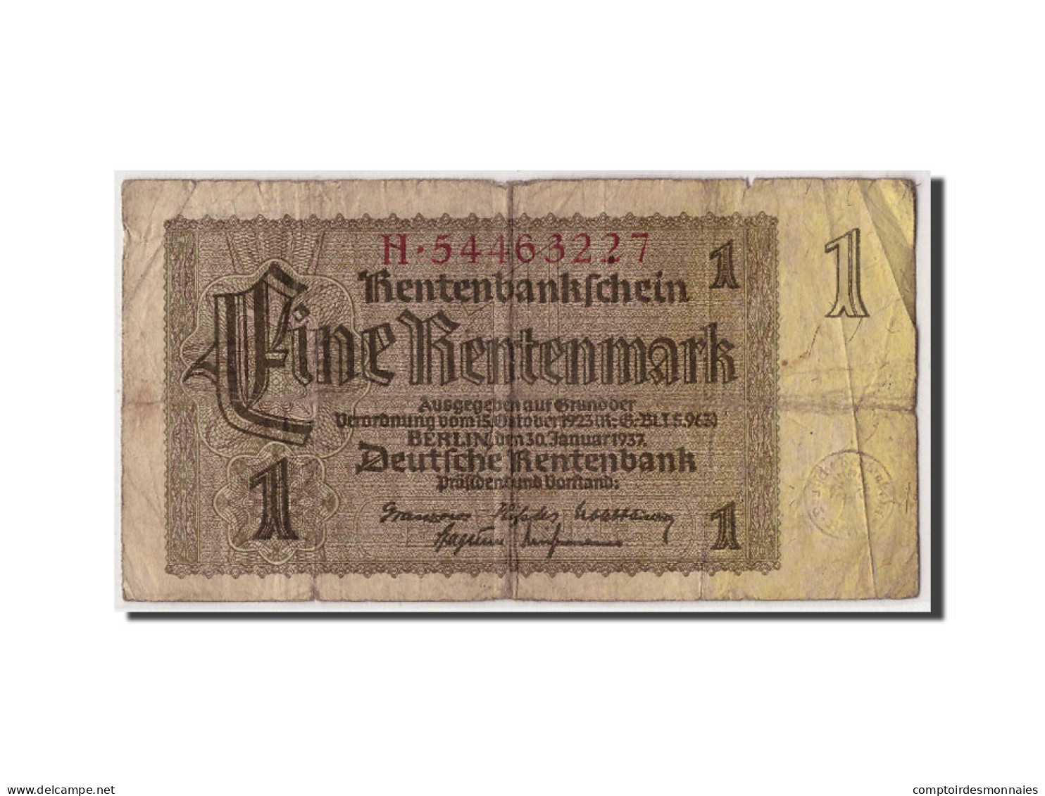 Billet, Allemagne, 1 Rentenmark, 1937, 1937-01-30, KM:173b, B - 1 Rentenmark