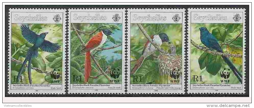 (WWF-199) W.W.F. Seychelles MNH Paradise-Flycatcher / Bird Stamps 1996 - Neufs