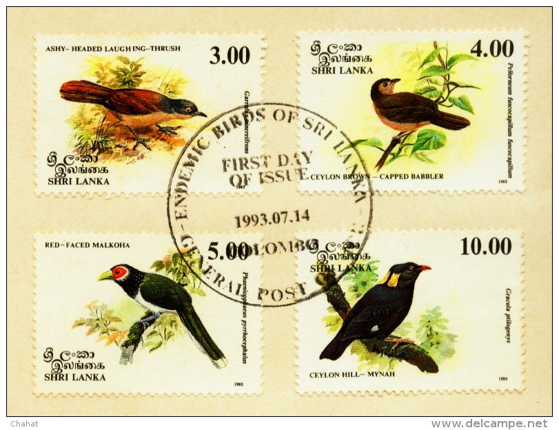 BIRDS- ENDEMIC BIRDS OF SRI LANKA-2 FDCs-SRI LANKA-1993-FC-39-2 - Pics & Grimpeurs