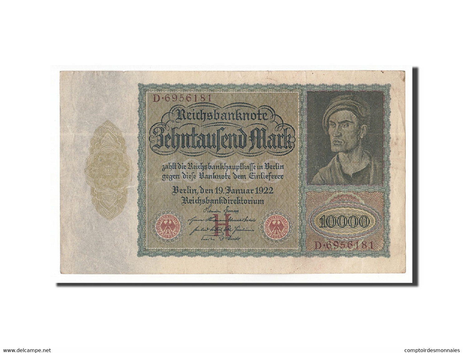 Billet, Allemagne, 10,000 Mark, 1922, 1922-01-19, KM:70, TTB+ - 10000 Mark