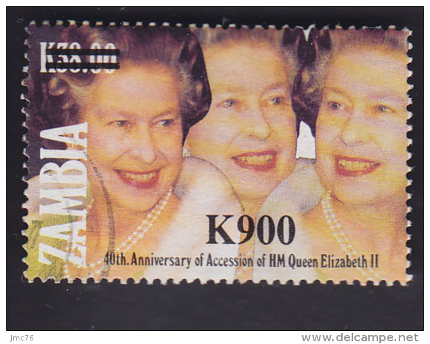 Zambie. Noces D'or De La Reine Elisabeth Ll Surchargé 667 - Zambia (1965-...)
