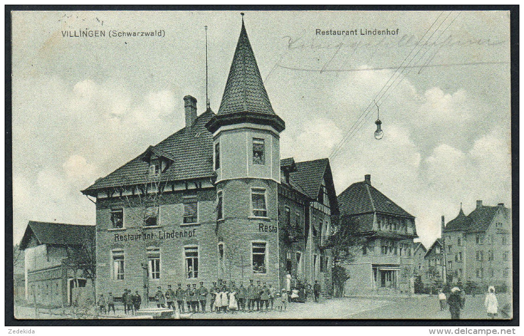 2173 - Ohne Portokosten - Alte Ansichtskarte - Villingen Restaurant Gaststätte Lindenhof Gel 1919 Langer - Villingen - Schwenningen