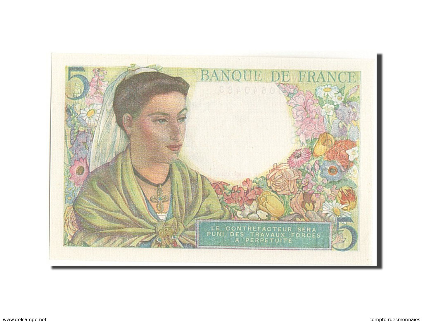 Billet, France, 5 Francs, 5 F 1943-1947 ''Berger'', 1943, 1943-11-25, SUP+ - 5 F 1943-1947 ''Berger''