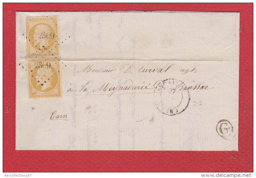 Lettre De Vérines   -- Pour Brassac  --   28 Mai 1857  --  Boite Rurale G --  Paire De N 13 - 1849-1876: Période Classique