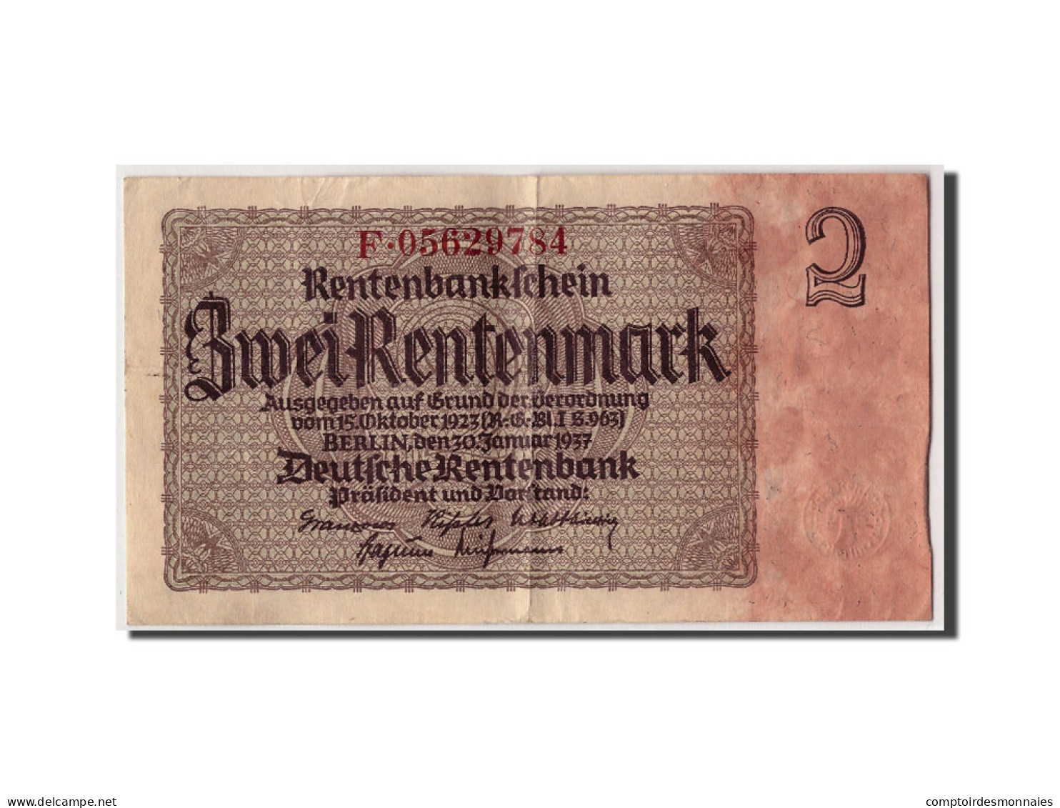 Billet, Allemagne, 2 Rentenmark, 1937, 1937-01-30, KM:174b, TB+ - 2 Rentenmark