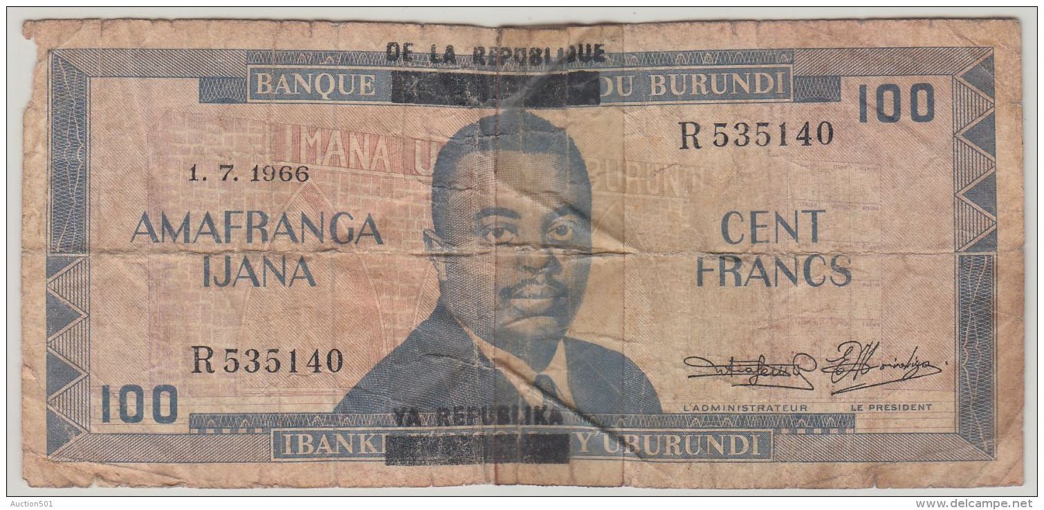 B00419  BURUNDI 100 Francs Type 1966  - B/TB - Pick  17 - Burundi