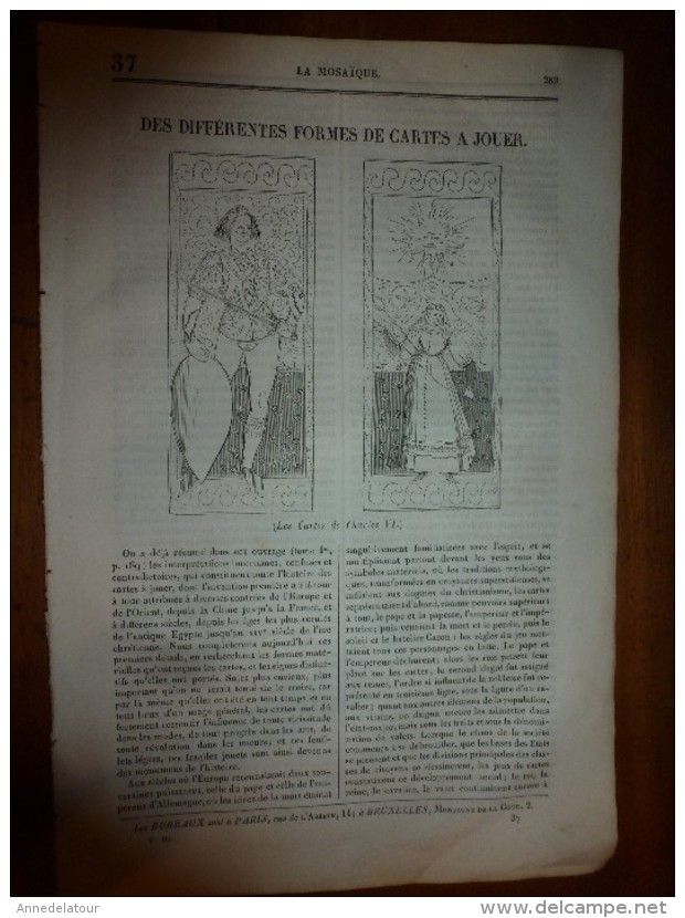 1835 LM : Les Différentes Formes De CARTES A JOUER;Le Bison;Fraternité Arabe;Louis VI;Chirurgie En 1474 Sur Un Condamné - Autres & Non Classés