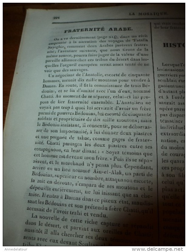 1835 LM : Les différentes formes de CARTES A JOUER;Le bison;Fraternité arabe;Louis VI;Chirurgie en 1474 sur un condamné