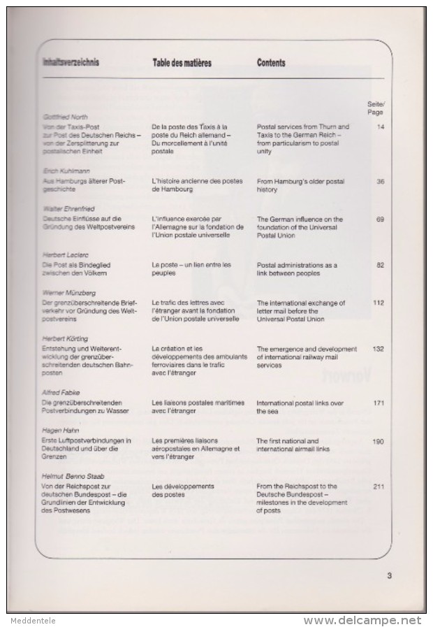 ARCHIV FÜR DEUTSCHE POSTGESCHICHTE1984 Congres UPU 230 Pages Index Of Subjects - Filatelia E Historia De Correos