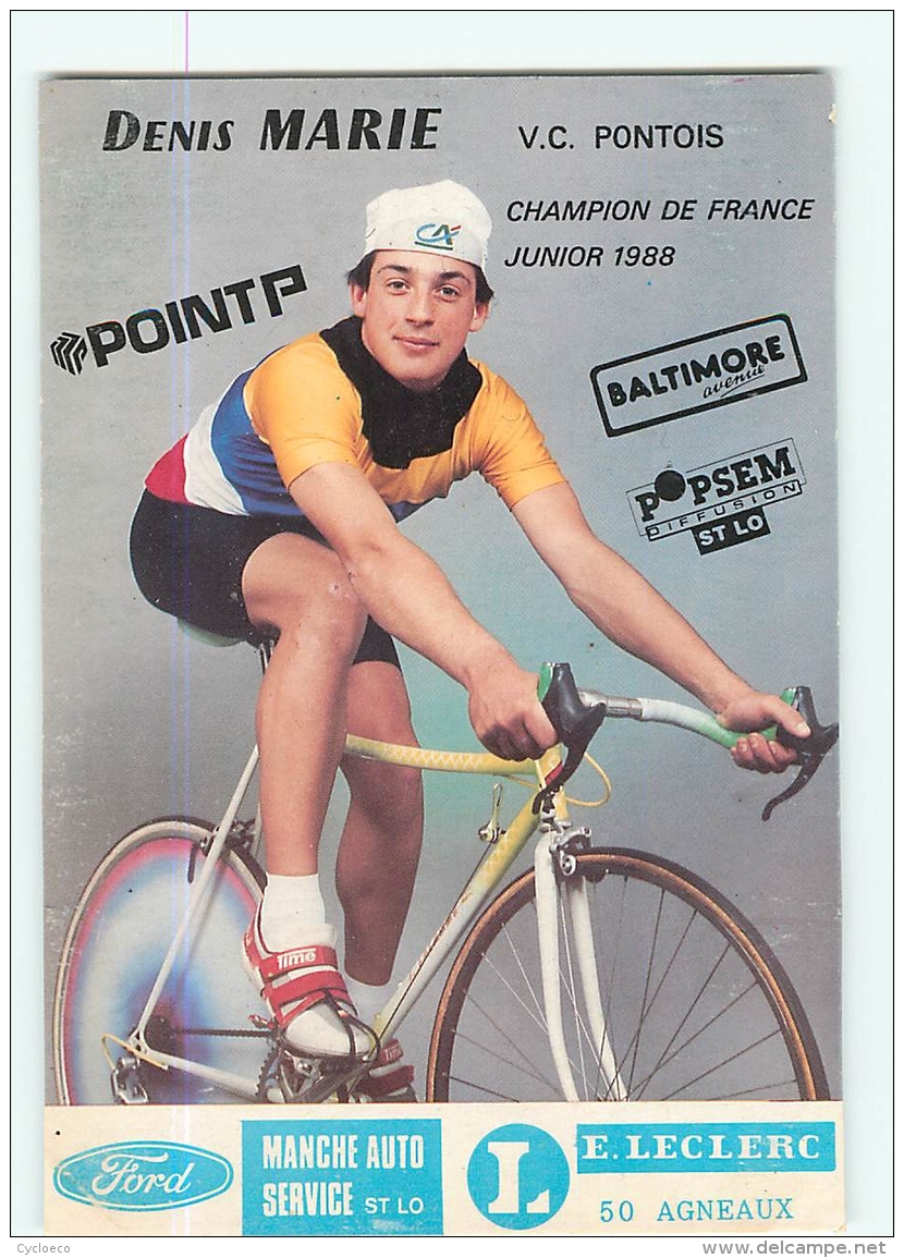 Denis MARIE, Champion De France. 2 Scans. Cyclisme. Vélo Club Pontois - Radsport