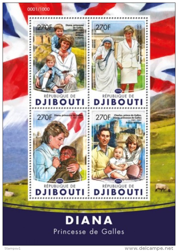Djibouti. 2016 Princess Diana. (203a) - Mère Teresa