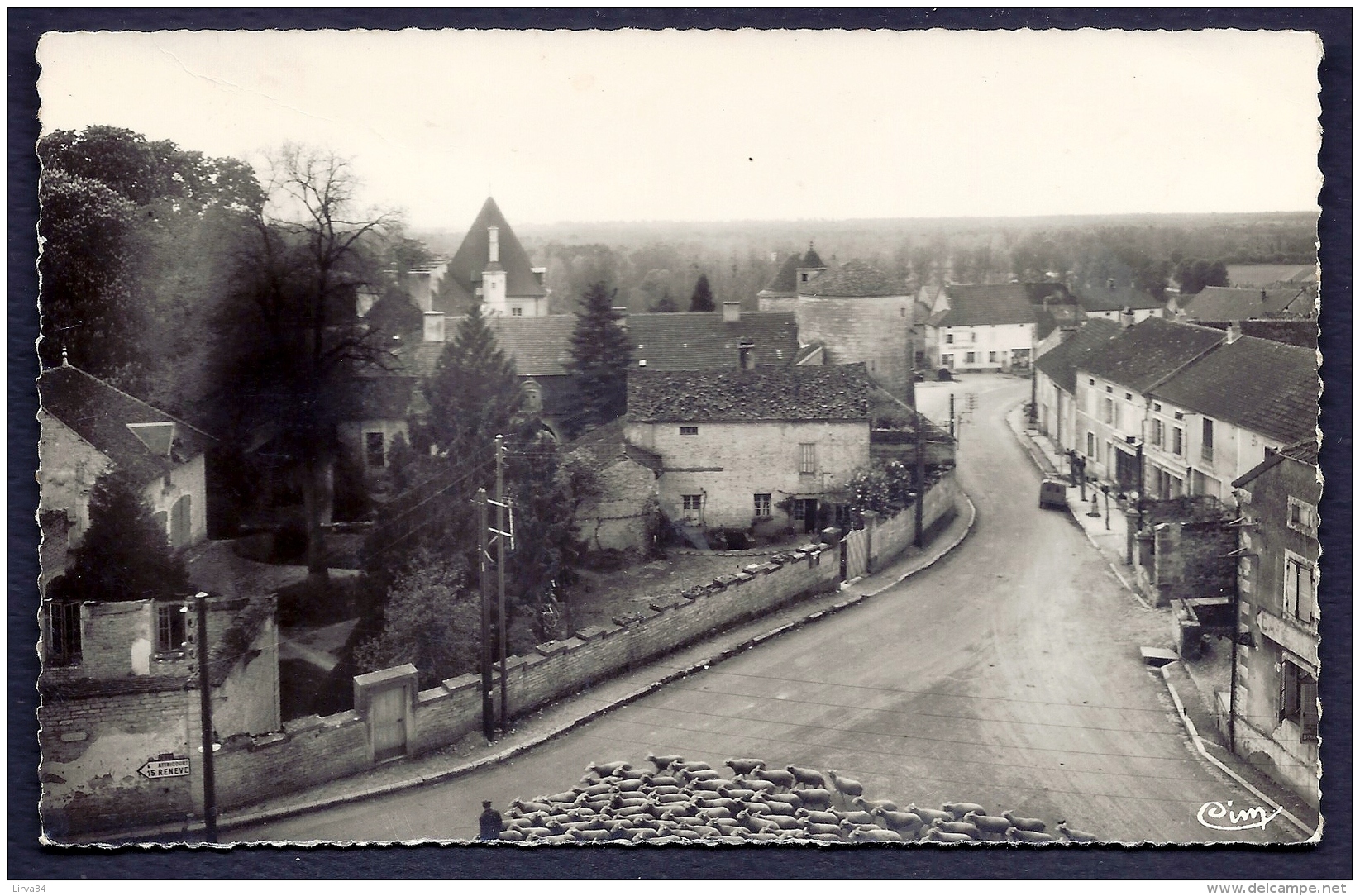 2 CPA ANCIENNES- ST-SEINE-SUR-VINGEANNE (21)- JOUEUR DE VIELLE TRES GROS PLAN + EGLISE ET TROUPEAU DE MOUTONS- 2 SCANS - Sonstige & Ohne Zuordnung