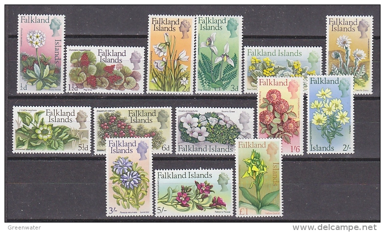 Falkland Islands 1968 Definitives / Flowers & Orchids 14v ** Mnh (27864) - Falkland Islands