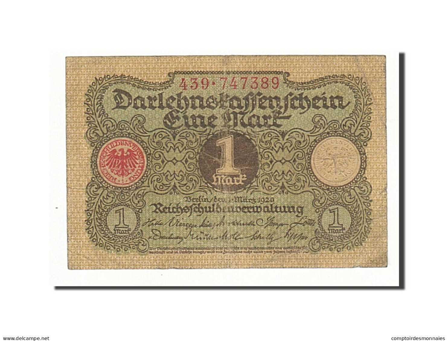 Billet, Allemagne, 1 Mark, 1920, 1920-03-01, KM:58, TB - [13] Bundeskassenschein