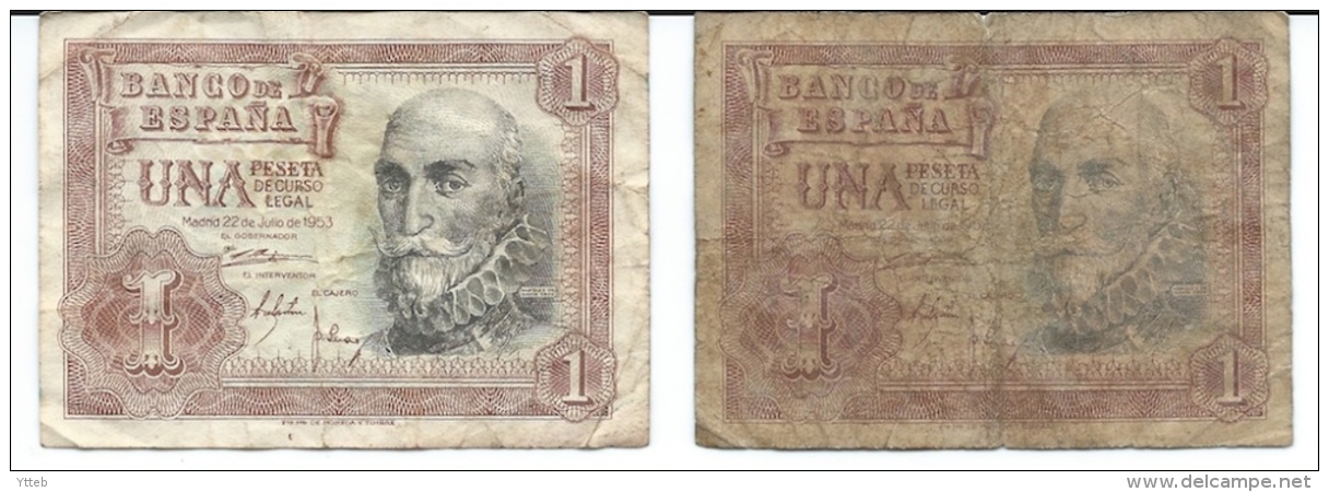 Espagne - Lot De 2 Billets De Une Peseta - 1953 - 1-2 Pesetas