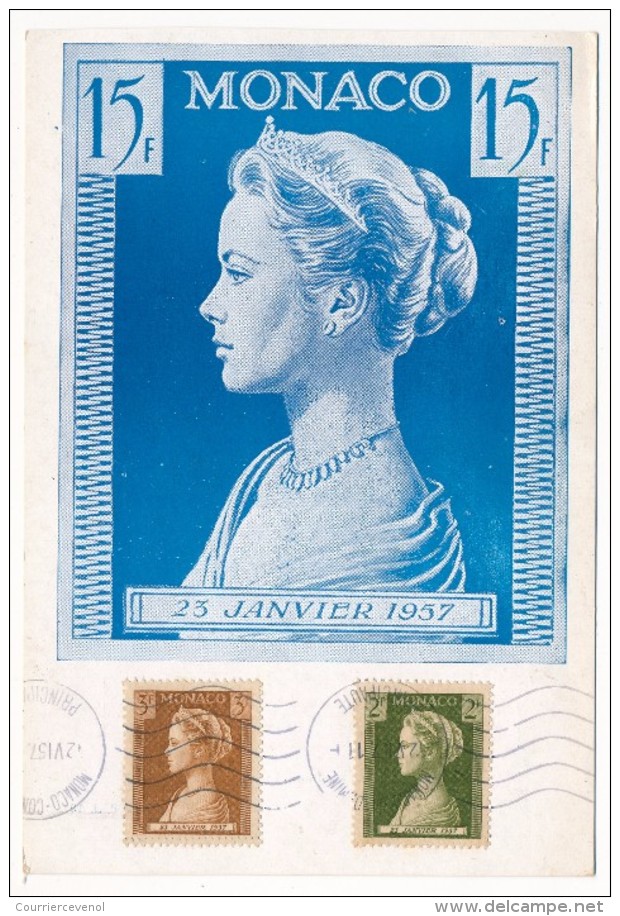 MONACO => 2 Cartes Maximum - Publicités ALGOPLASMA Ayant Voyagé - Princesse Grace - 1957 - Cartas Máxima