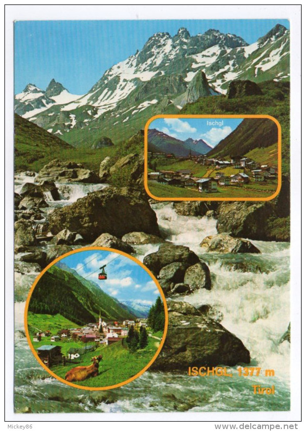 Autriche-ISCHGL--1987--Multivues (vache,téléférique) -cpm N° 2803 éd  R. Mathis---timbrée - Ischgl