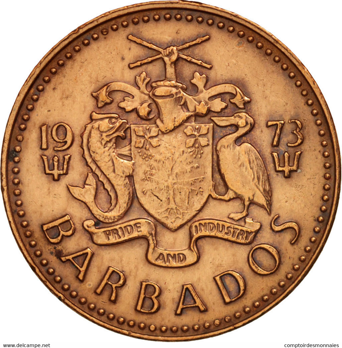 Monnaie, Barbados, Cent, 1973, Franklin Mint, TTB+, Bronze, KM:10 - Barbades