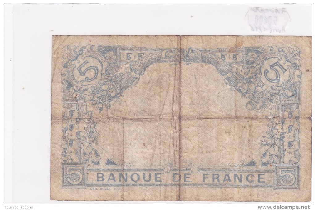 Billet De 5 Francs Bleu Du 10/04/1916 TAUREAU - Q.11288 Alph 325 @ N° Fayette : 2.38 - 5 F 1912-1917 ''Bleu''