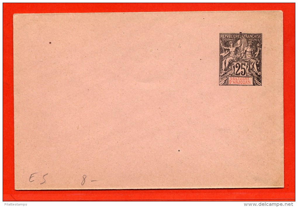 ANJOUAN ENTIER POSTAL EN5 NEUF - Storia Postale