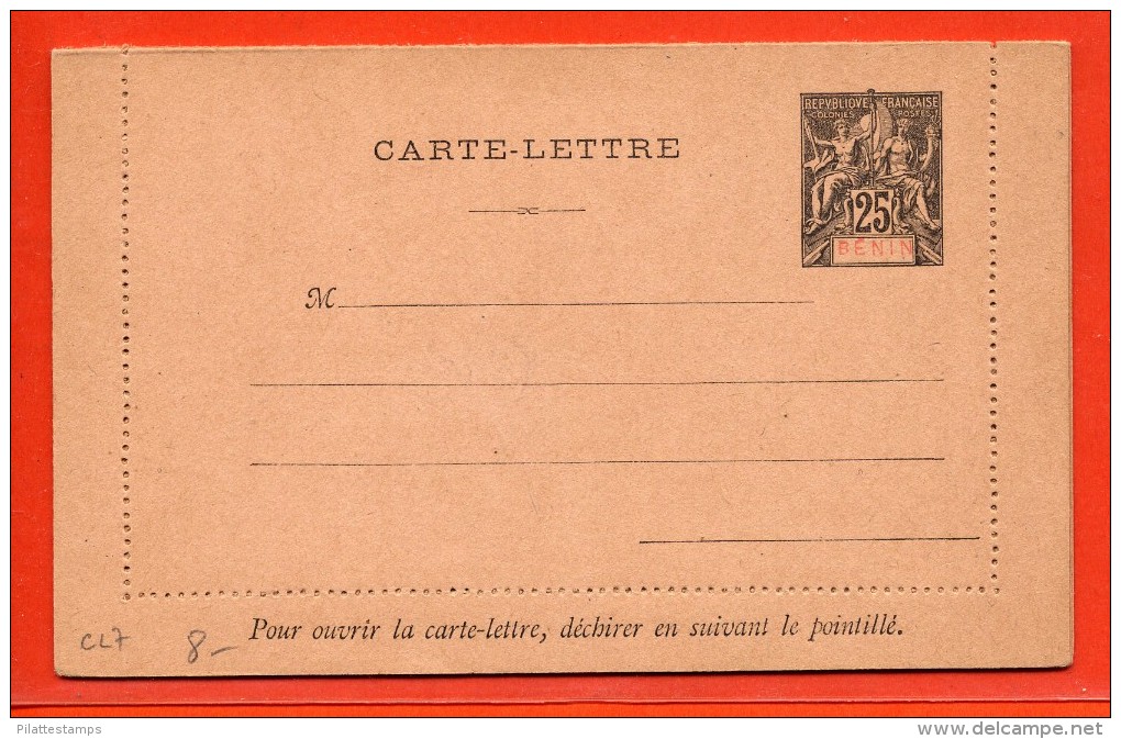 BENIN ENTIER POSTAL CL7 NEUF - Briefe U. Dokumente