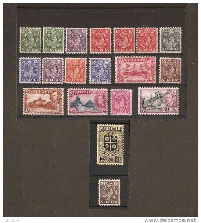 ST LUCIA 1938 - 1948 SET INCLUDING ADDITIONAL PERF VARIETIES  MOUNTED/UNMOUNTED MINT Cat £85+ - St.Lucia (...-1978)