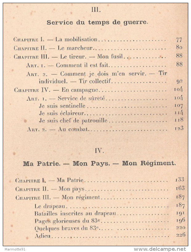 MON LIVRE SOLDAT DU 83 REGIMENT INFANTERIE 1903 REGLEMENT MANUEL SOUVENIR SERVICE MILITAIRE - French