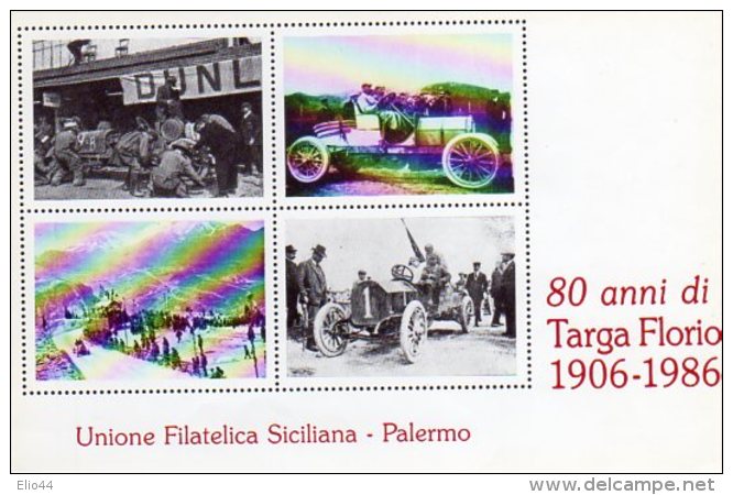 Foglietto Erinofilo 80 Anni Di TARGA  FLORIO 1906 - 1986 - - Altri & Non Classificati