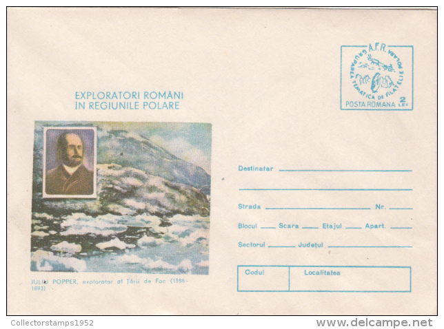 40022- IULIU POPPER, POLAR EXPLORER, TIERRA DEL FUEGO, COVER STATIONERY, 1984, ROMANIA - Polar Explorers & Famous People