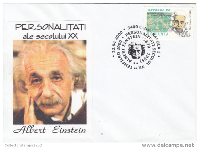 40033- ALBERT EINSTEIN, SCIENTIST, SPECIAL COVER, 2000, ROMANIA - Albert Einstein