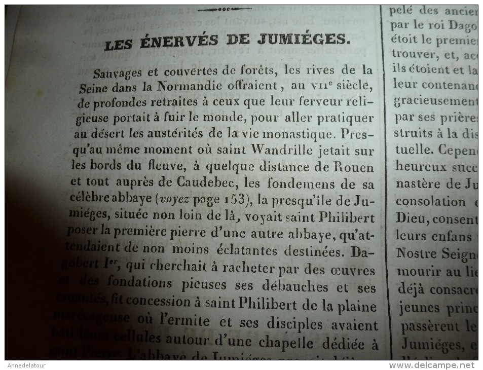 1835 LM :Le manglier ( mangrove) ;Philippe 1er ;Les énervés de Jumiégues (gravure) ; Cimetières turcs;Mariage égyptien