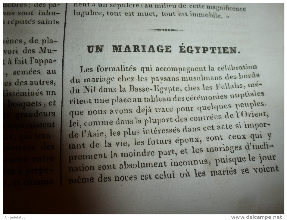 1835 LM :Le manglier ( mangrove) ;Philippe 1er ;Les énervés de Jumiégues (gravure) ; Cimetières turcs;Mariage égyptien