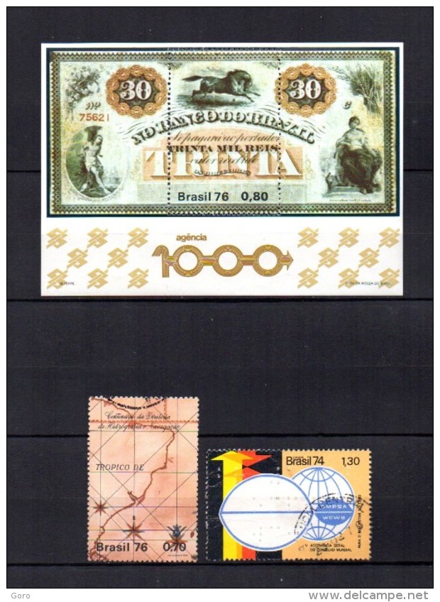Brasil   1974-76  .-   Y&T  Nº  34-36-37   Block - Blocks & Sheetlets
