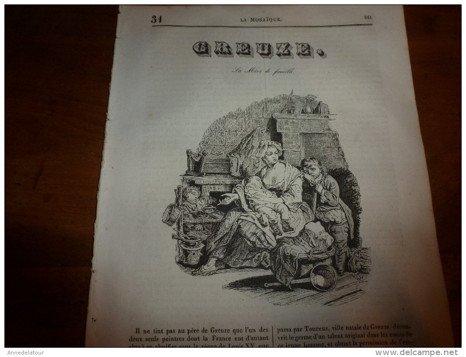 1835 LM :Les Merveilleuses ABEILLES (texte Et Gravures); AGRIGENTE (Sicile); Temple De La Concorde; GREUZE - Autres & Non Classés