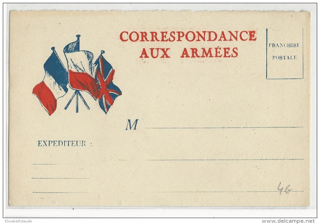 1939/45 - CARTE FM TYPE DRAPEAUX FRANCE POLOGNE GB - Briefe U. Dokumente