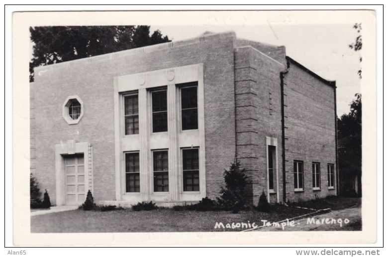 Marengo Iowa, Masonic Temple, Architecture, C1950s Vintage Real Photo Postcard - Sonstige & Ohne Zuordnung