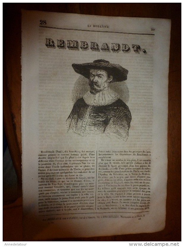 1835 LM : Paul REMBRANDT Dit Van-Ryn ;Prague (texte + Gravure);La Cochenille (texte + Gravures ;Le Simoon Du Désert ; - Autres & Non Classés