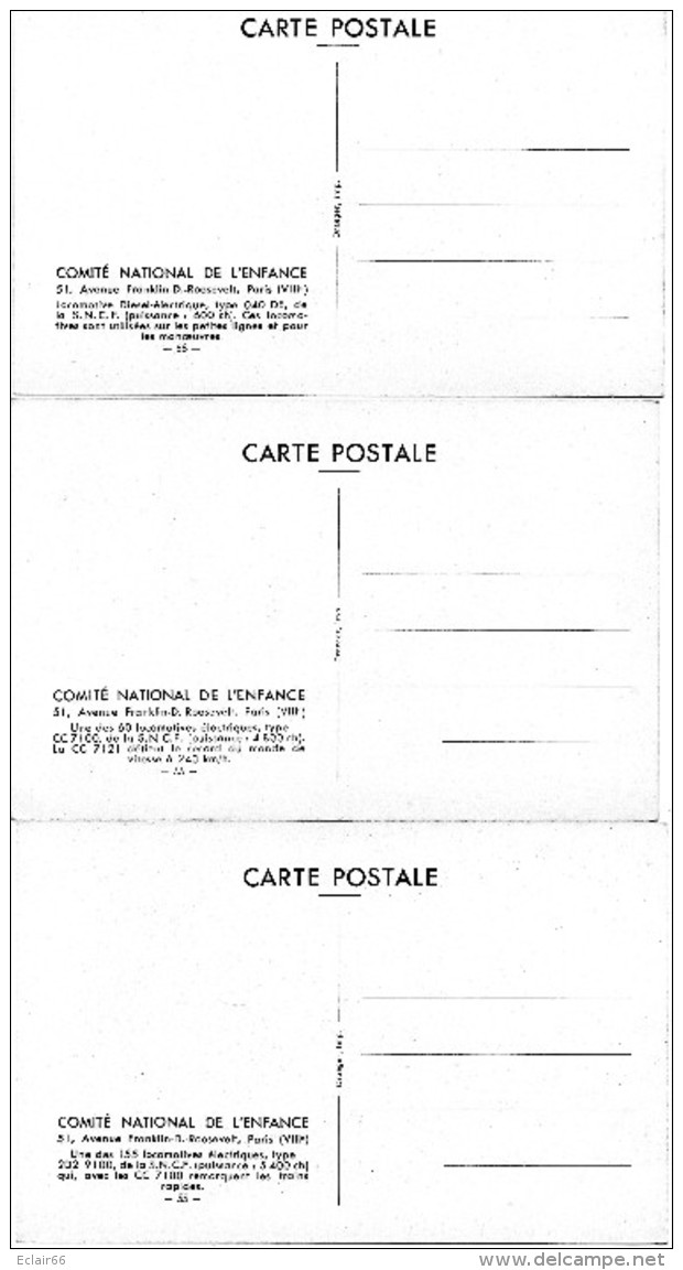 3 CARTES CPM Train Locomotive Différent Diesel Electrique Type 040 DE SNCF VOIR SCANNES RECTO VERSO DES CARTES - Eisenbahnen