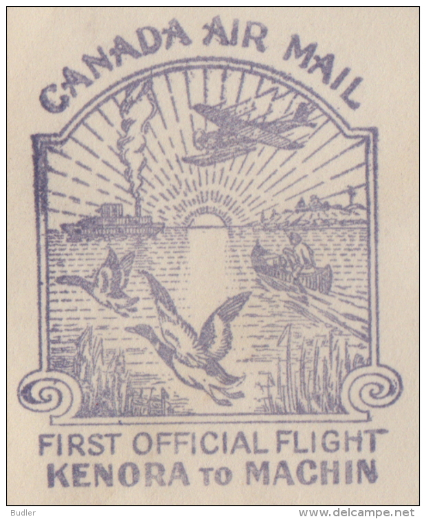CANADA :1936: Travelled First Official Flight From KENORA To MACHIN:  EEND,CANARD,DUCK,SUN,STEAMBOAT, - Premiers Vols