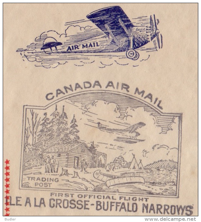CANADA :1936: Travelled First Official Flight From ILE A LA CROSSE To BUFFALO NARROWS : - First Flight Covers
