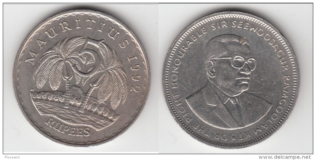 **** ILE MAURICE - MAURITIUS - 5 RUPEES 1992 **** EN ACHAT IMMEDIAT !!! - Mauritius