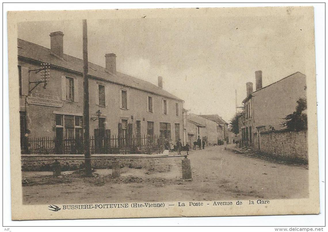 CPSM BUSSIERE POITEVINE, LA POSTE, AVENUE DE LA GARE, HAUTE VIENNE 87 - Bussiere Poitevine