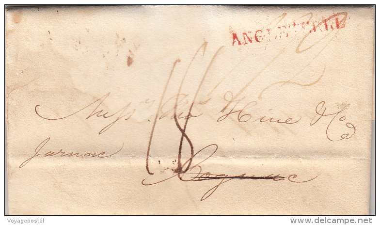 Lettre London 1820, Marque Rouge Angleterre >> DEB 15 Cognac (Charente) - ...-1840 Precursori