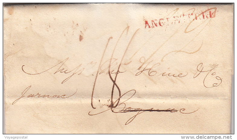 Lettre London 1820, Marque Rouge Angleterre >> DEB 15 Cognac (Charente) - ...-1840 Préphilatélie
