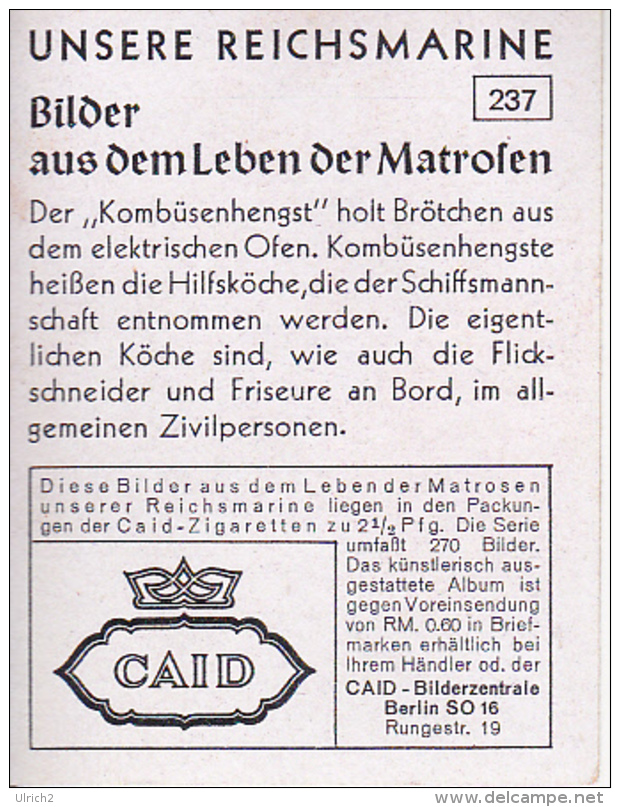 CAID Sammelbild - Unsere Reichsmarine - Kombüsenhengst (22482) - Sonstige & Ohne Zuordnung