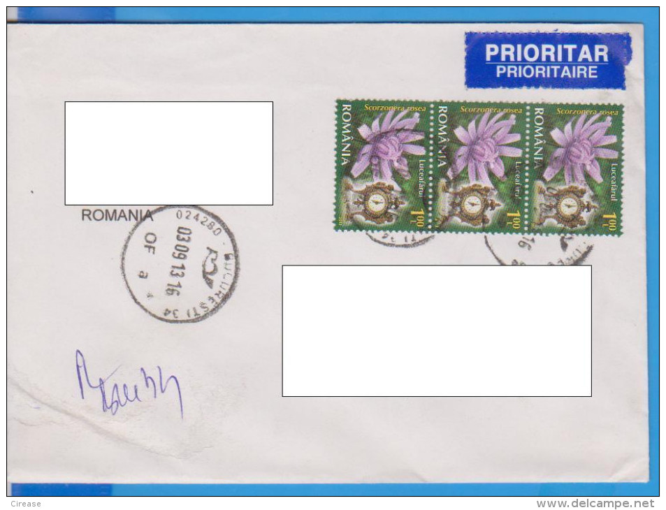 STAMPS ON COVER FLOWERS ROMANIA - Lettres & Documents